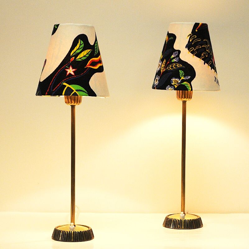 Pair of vintage Brass Table Lamps by Sonja Katzin for ASEA Swedish 1950s