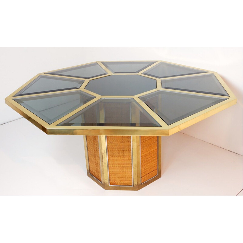 Vintage Octagonal Glam Dining Room Table by Romeo Rega 1970