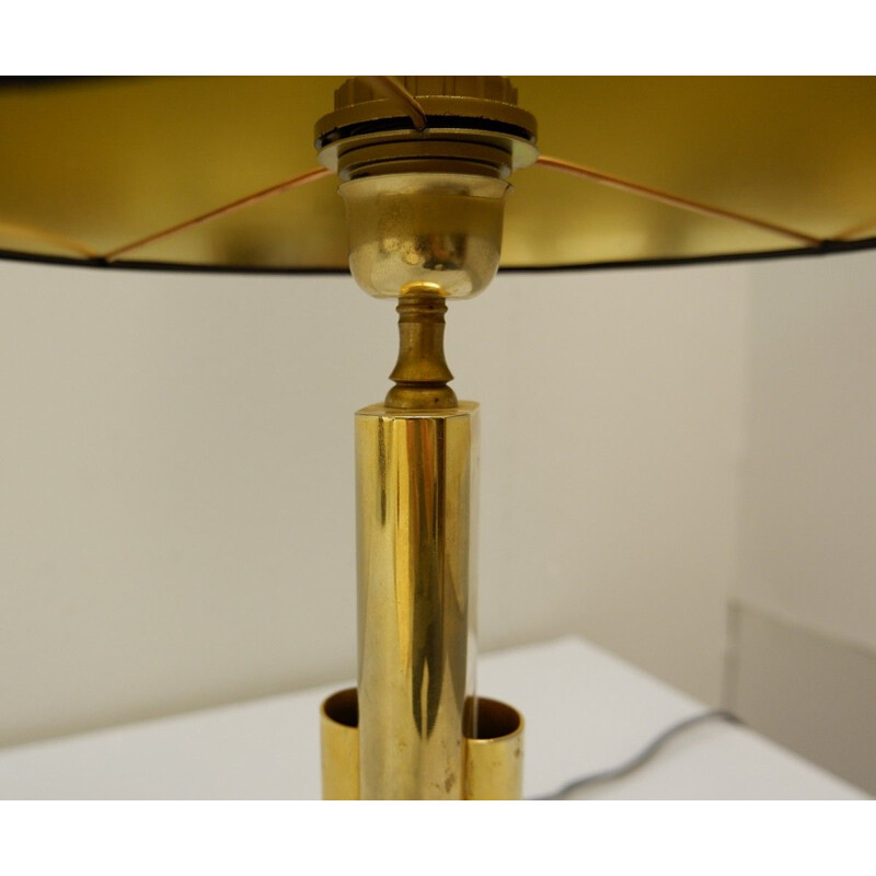 Lampe de table vintage en laiton et verre Attr. À Fontana Arte italienne