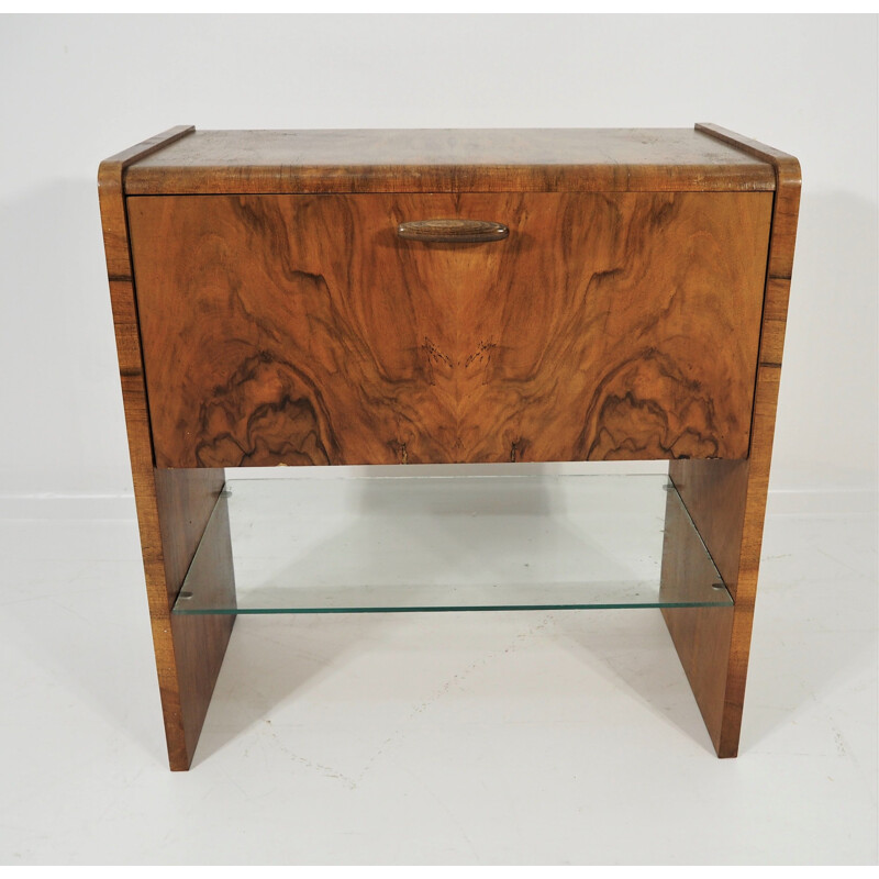 Vintage Walnut Art Deco Cabinet, 1960s