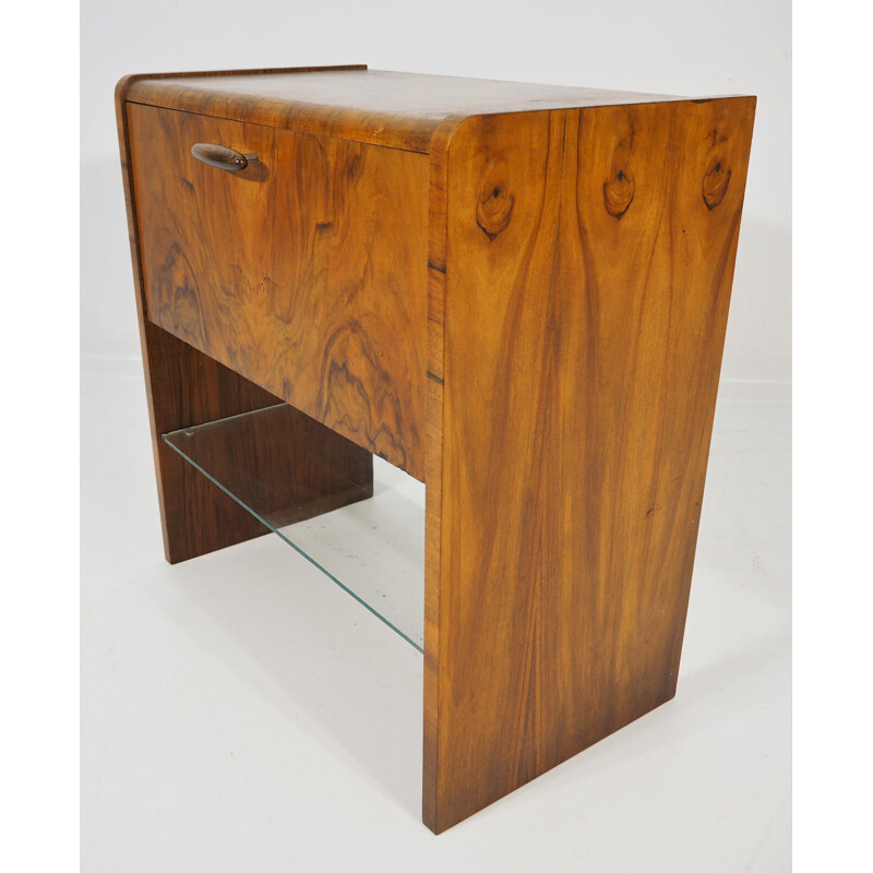 Vintage Walnut Art Deco Cabinet, 1960s