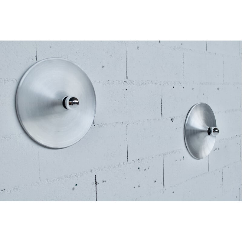 Pair of Targetti 1970 brushed aluminium vintage wall lights