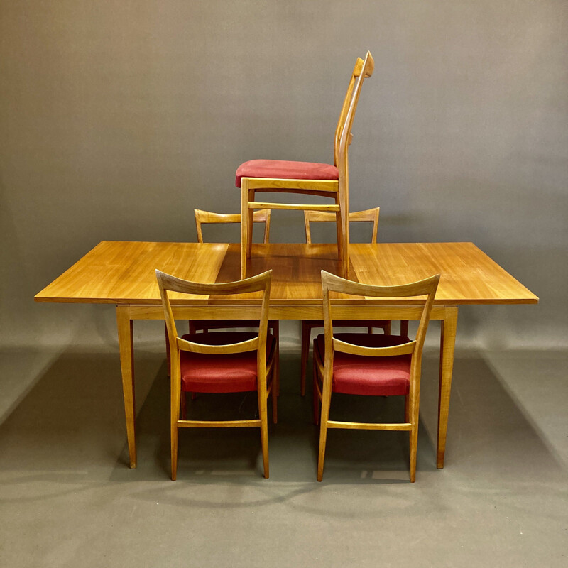 Ensemble table haute et ses 5 chaises vintage  Hêtre 1950