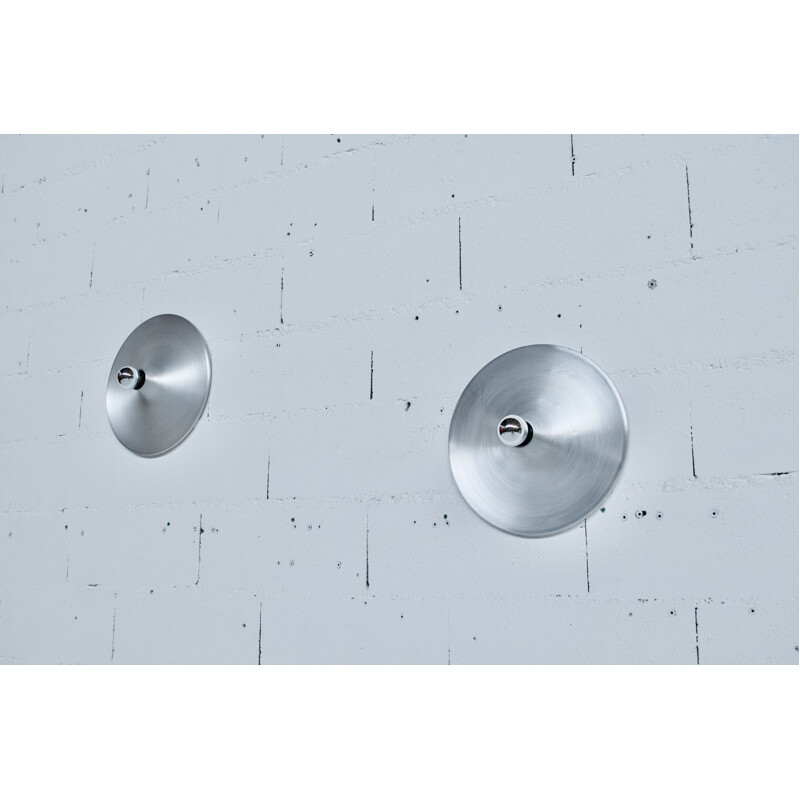 Pair of Targetti 1970 brushed aluminium vintage wall lights