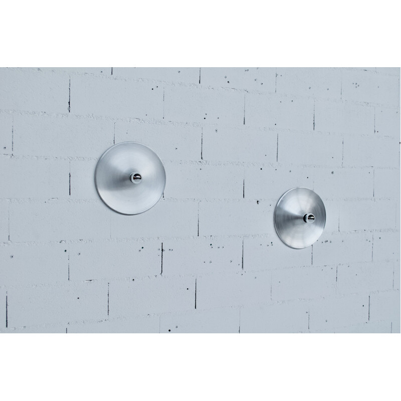 Pair of Targetti 1970 brushed aluminium vintage wall lights