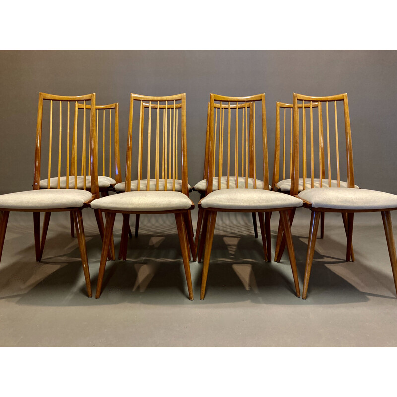 Set high table and its 8 vintage 1950's Scandinavian chairs