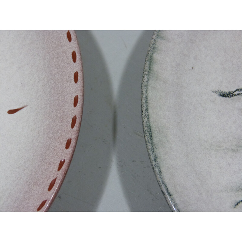Pair of vintage terracotta plates by Ad Gubbels, Netherlands 1970