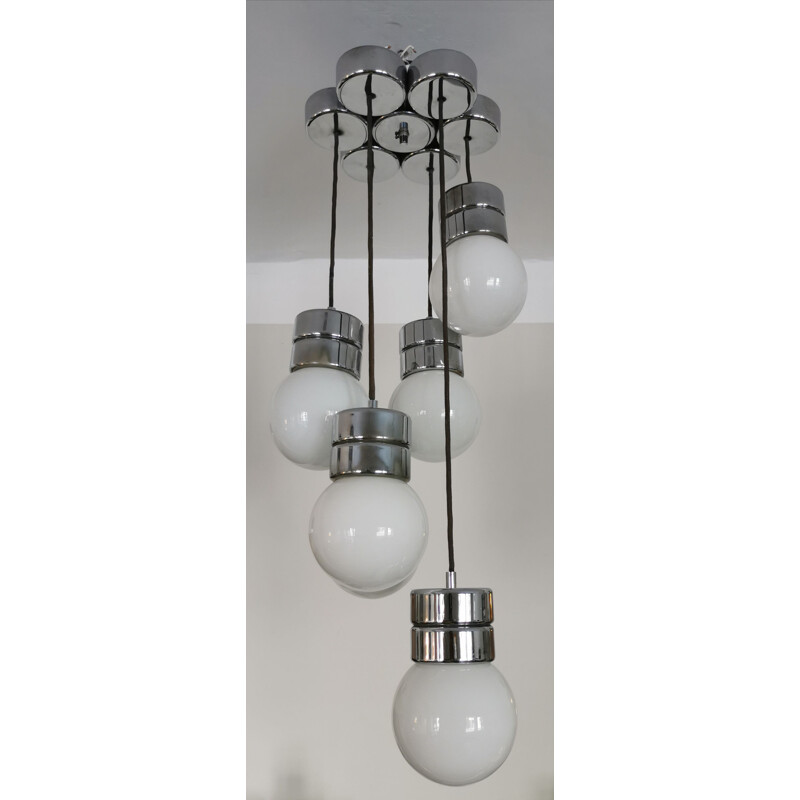 Vintage suspension cascade 6 globes space age 1960