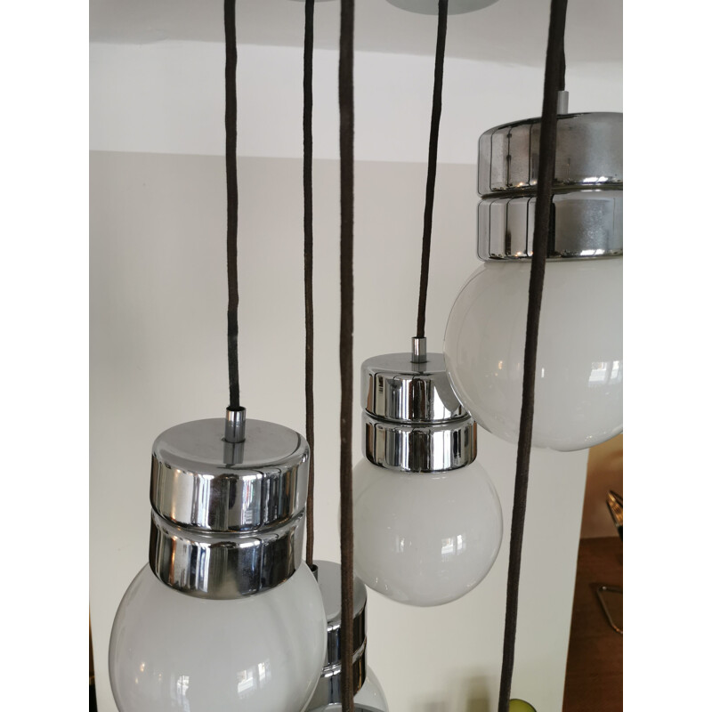 Vintage suspension cascade 6 globes space age 1960