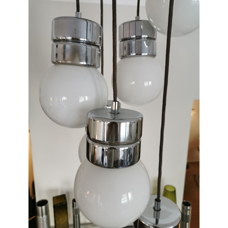 Vintage suspension cascade 6 globes space age 1960