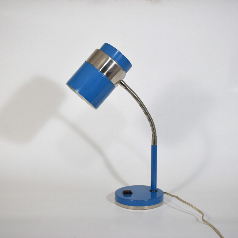 Vintage blauwe bureaulamp 1960