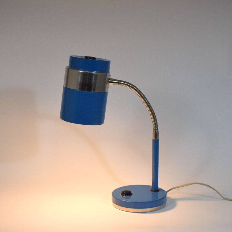 Vintage blauwe bureaulamp 1960