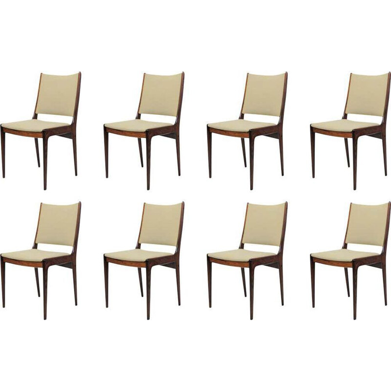 Set di 8 sedie vintage in palissandro Inc. Rivestimenti Otto di Johannes Andersen per Uldum Møbler, Danimarca 1960
