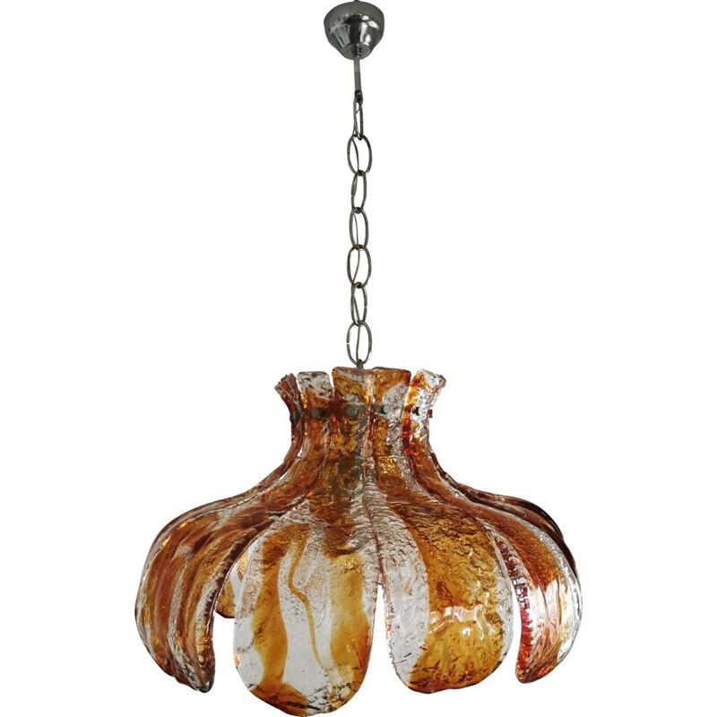 Vintage Murano glass Flower hanging lamp by Carlo Nason for Mazzega 1970