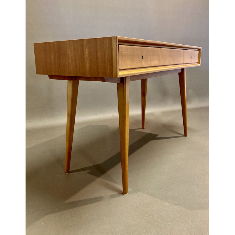 Vintage Beech and Scandinavian opaline desk 1950's 