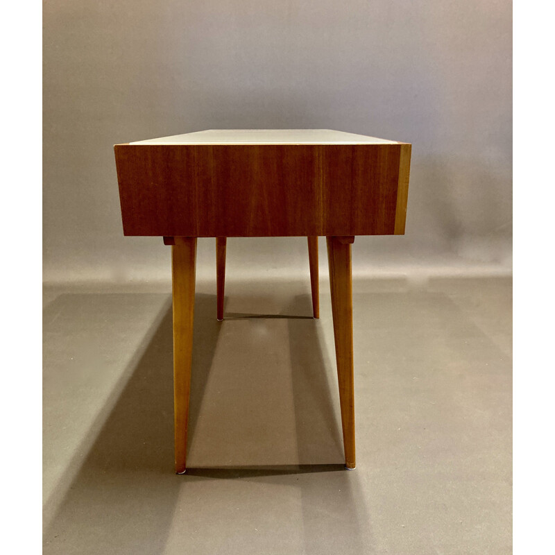 Vintage Beech and Scandinavian opaline desk 1950's 