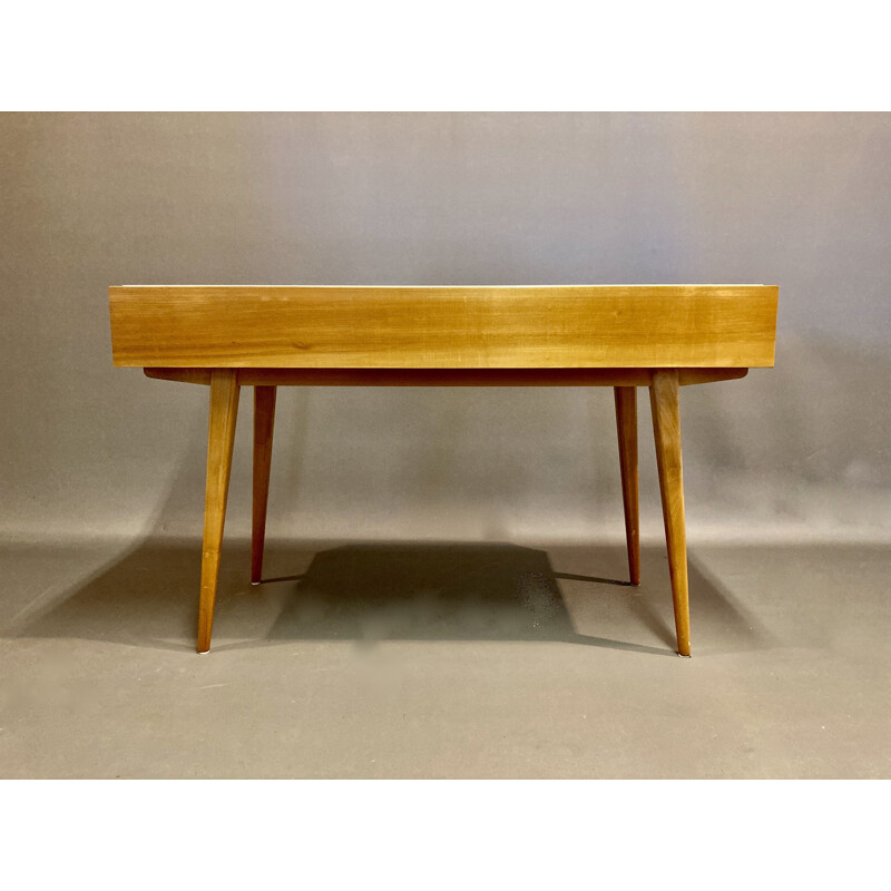 Vintage Beech and Scandinavian opaline desk 1950's 