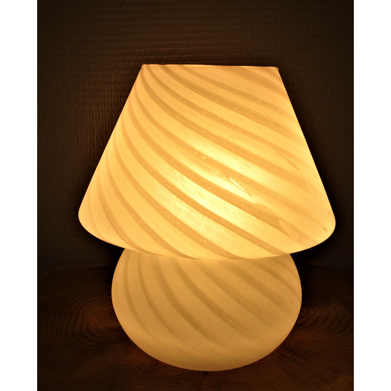 Vintage Mushroom lamp white glass 1970