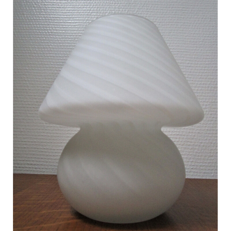 Lampe champignon vintage verre blanc 1970
