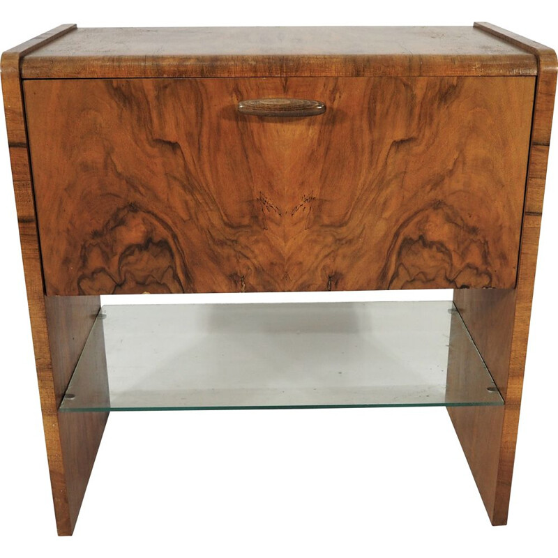 Vintage Walnut Art Deco Cabinet, 1960s