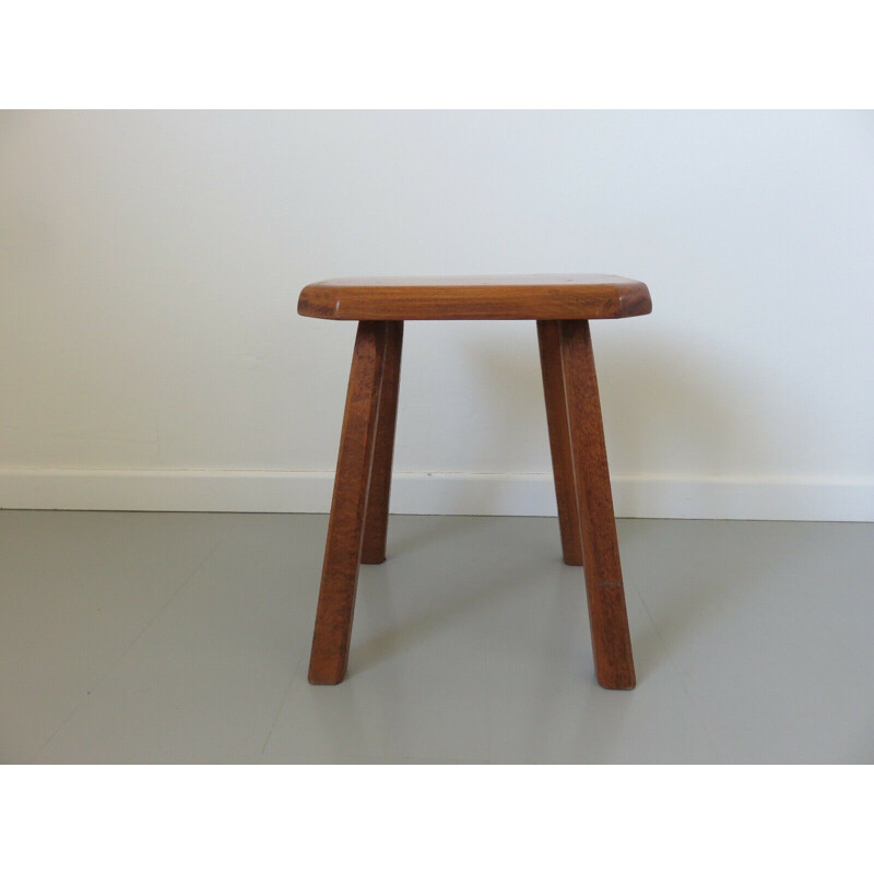 Vintage octagonal solid wood stool 1960