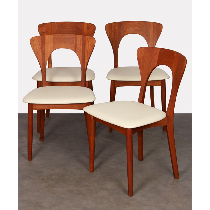 Suite de 4 chaises vintage en teck par Niels Koefoed scandinaves 1958