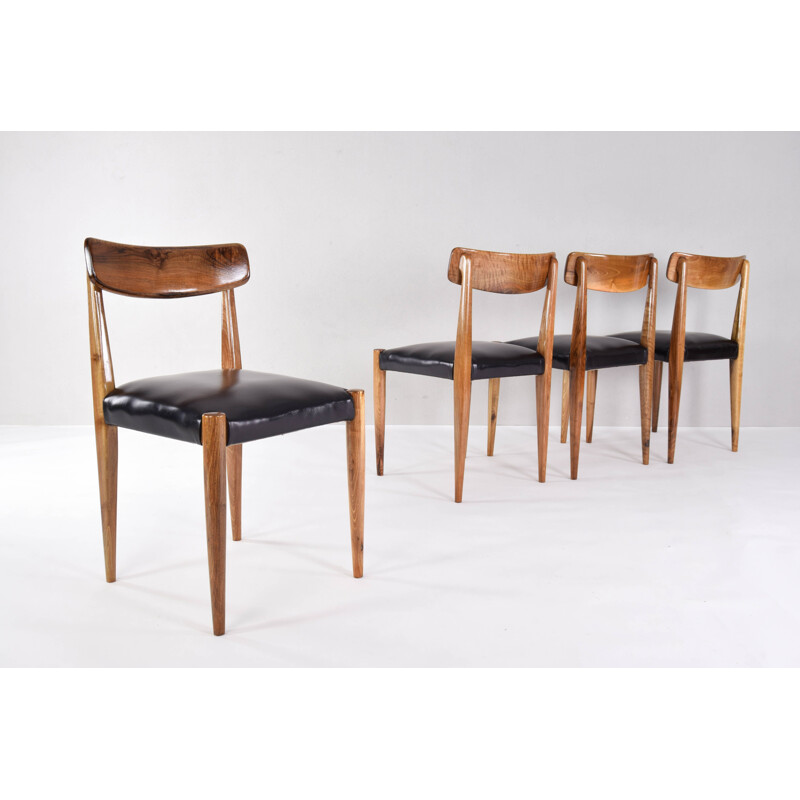 Ensemble de 4 chaises vintage en chêne danois scandinave 1950