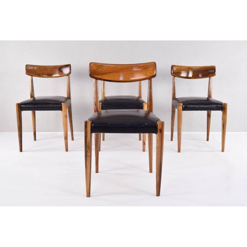 Set of 4 Mid Century Danish Oak Dining Chairs, Scandinavian 1950s