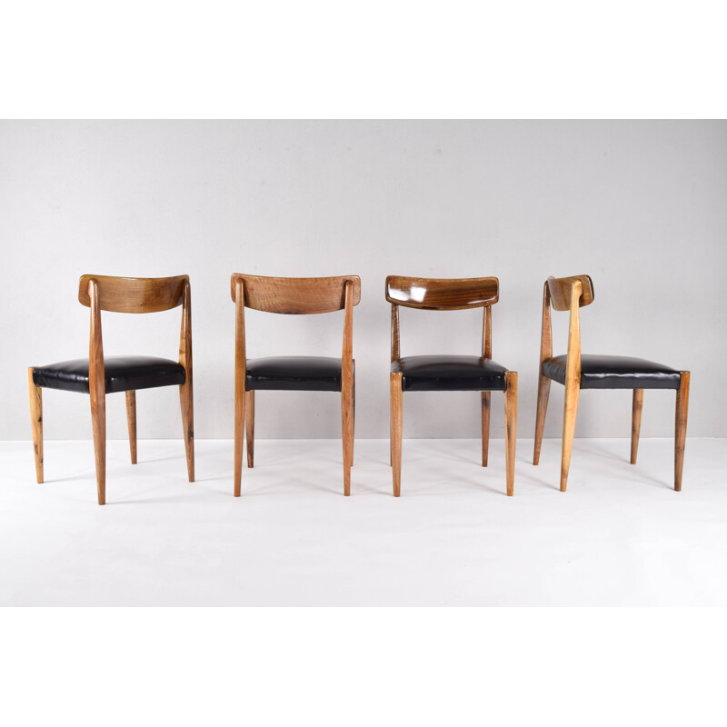 Ensemble de 4 chaises vintage en chêne danois scandinave 1950