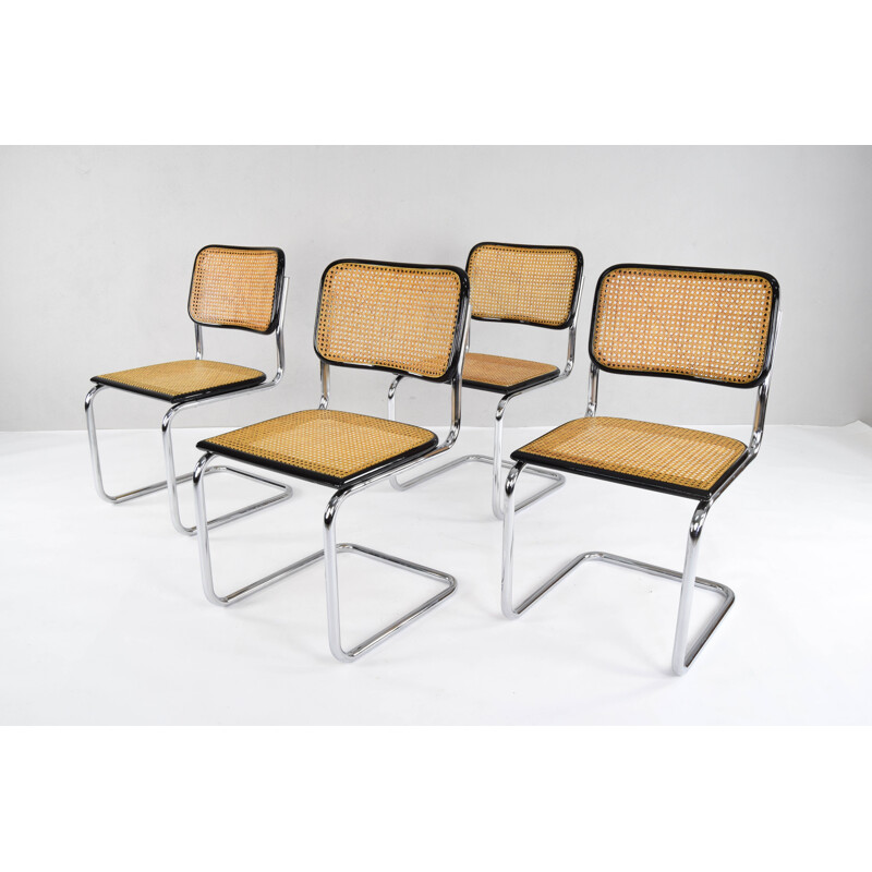 Ensemble de 4 chaises vintage Cesca Marcel Breuer B32, Italie 1970