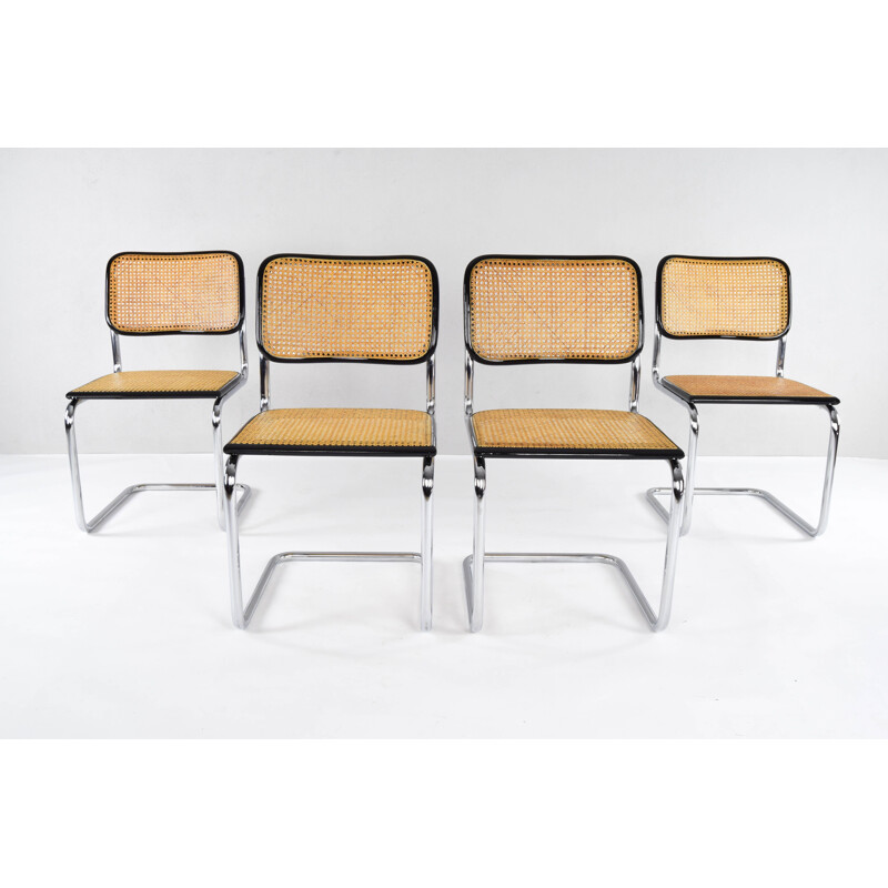 Set of 4 Cesca Chairs Marcel Breuer B32 , Italy 1970s