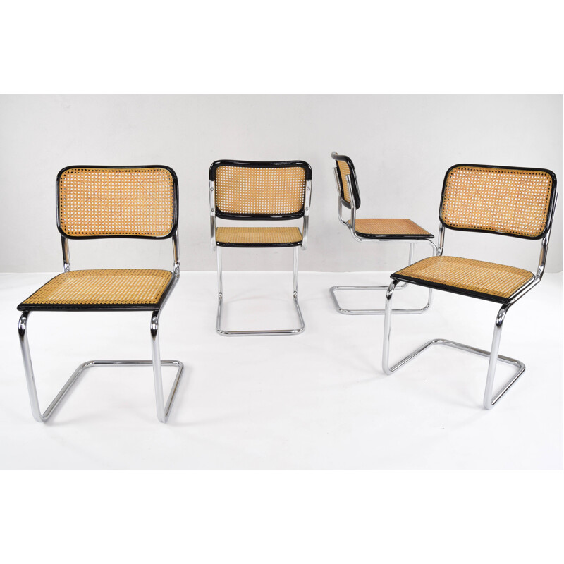 Ensemble de 4 chaises vintage Cesca Marcel Breuer B32, Italie 1970