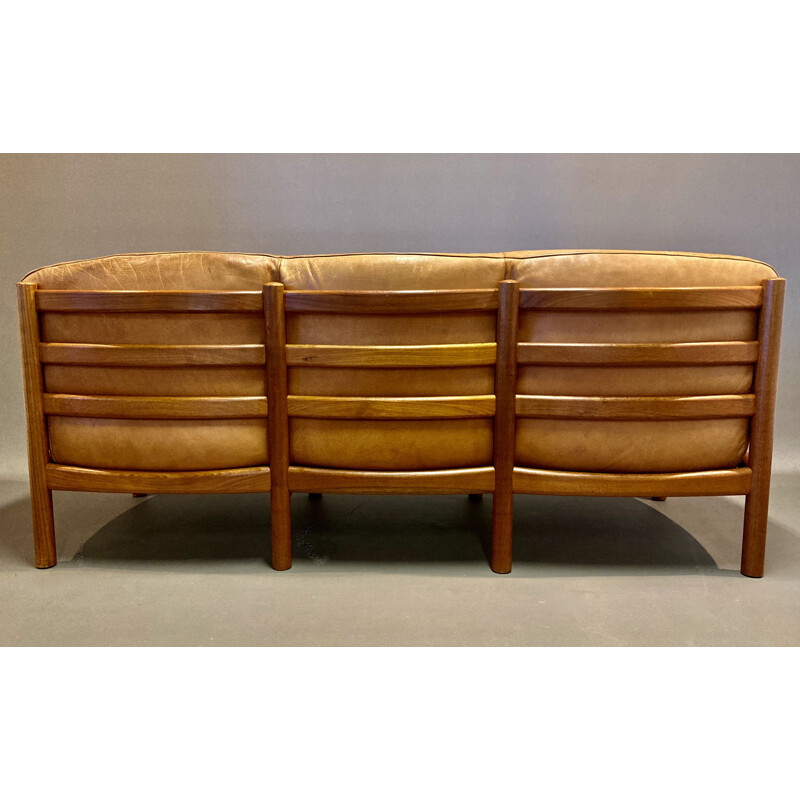 Vintage sofa teak and scandinavian leather 1950