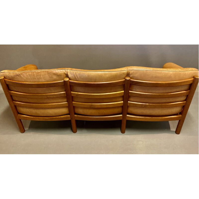 Vintage sofa teak and scandinavian leather 1950