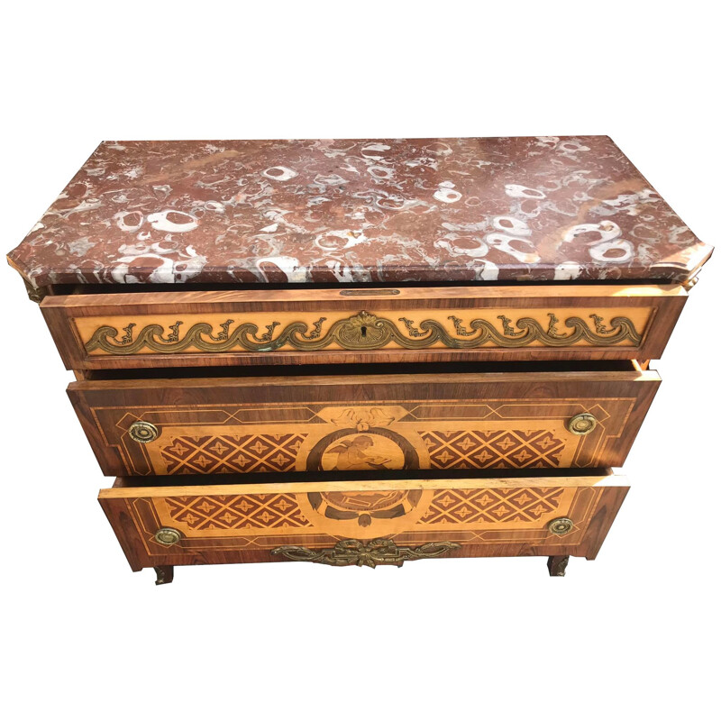 Vintage Chest of Drawers with Marble Top 