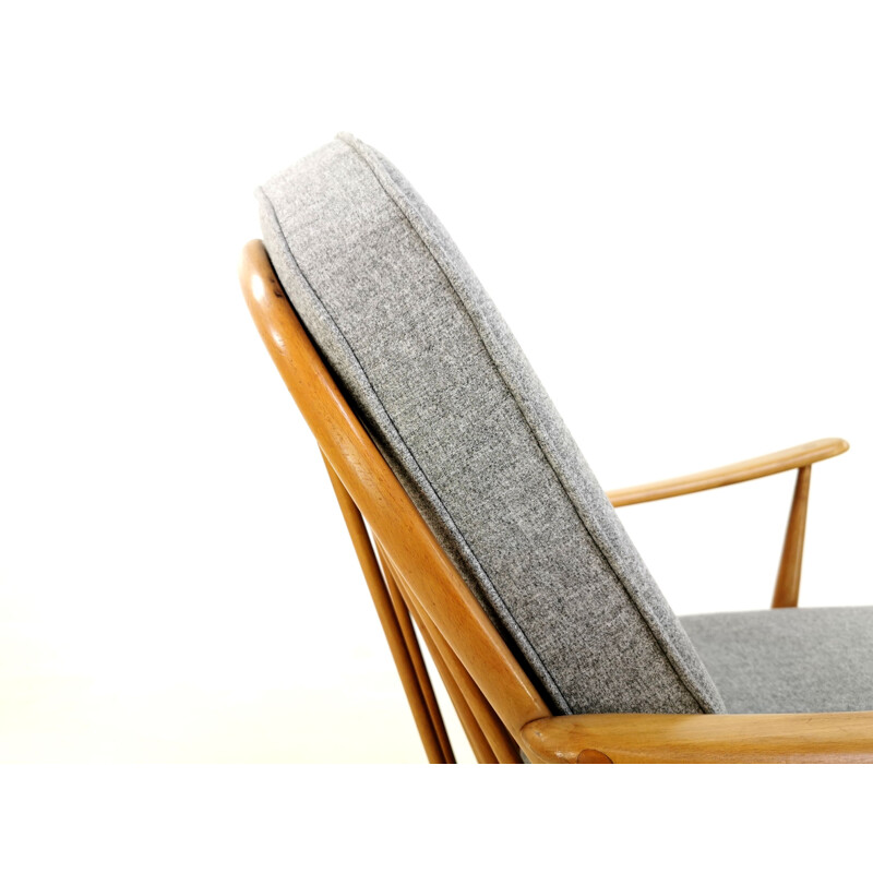 Vintage Grey Easy Lounge Armchair  Model 203 Ercol Herringbone