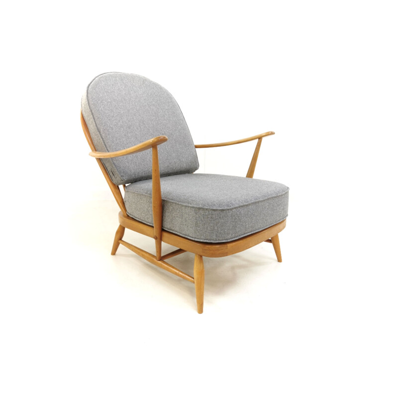 Vintage Grey Easy Lounge Armchair  Model 203 Ercol Herringbone