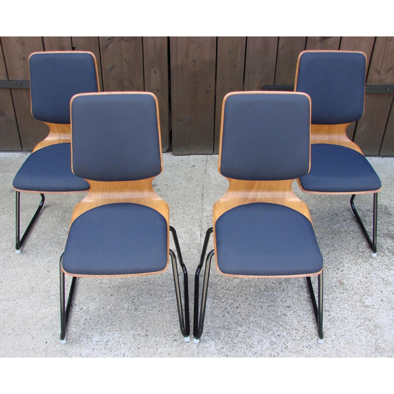 Set of 4 vintage Pagholz chairs by Flototto 1970s