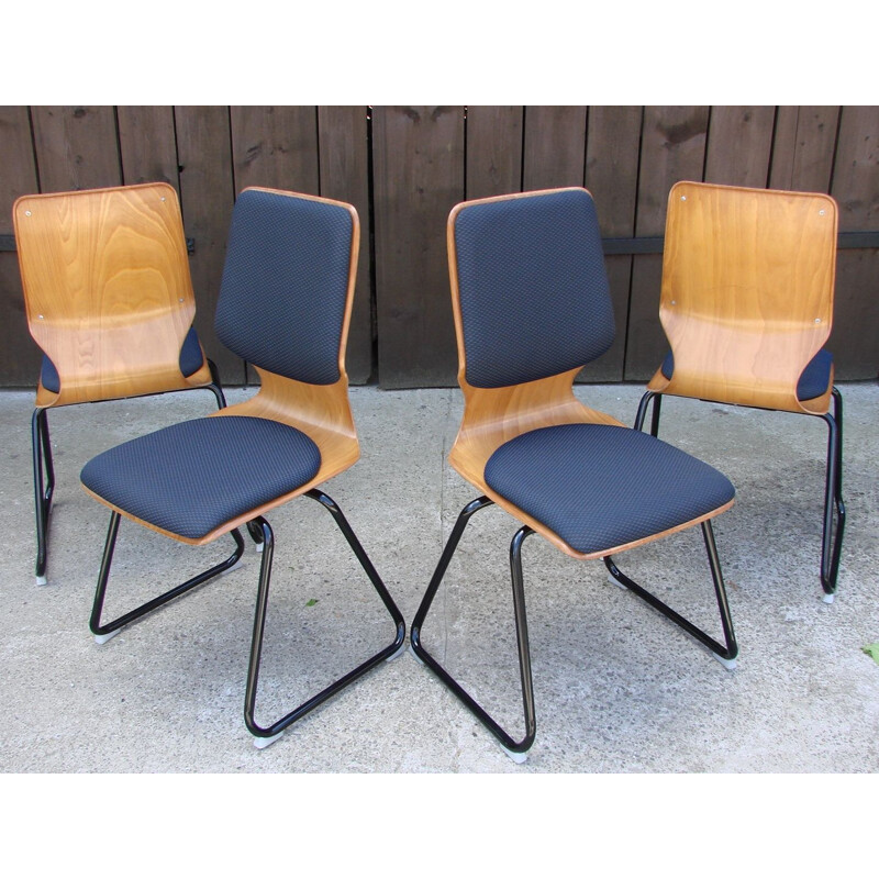 Set of 4 vintage Pagholz chairs by Flototto 1970s