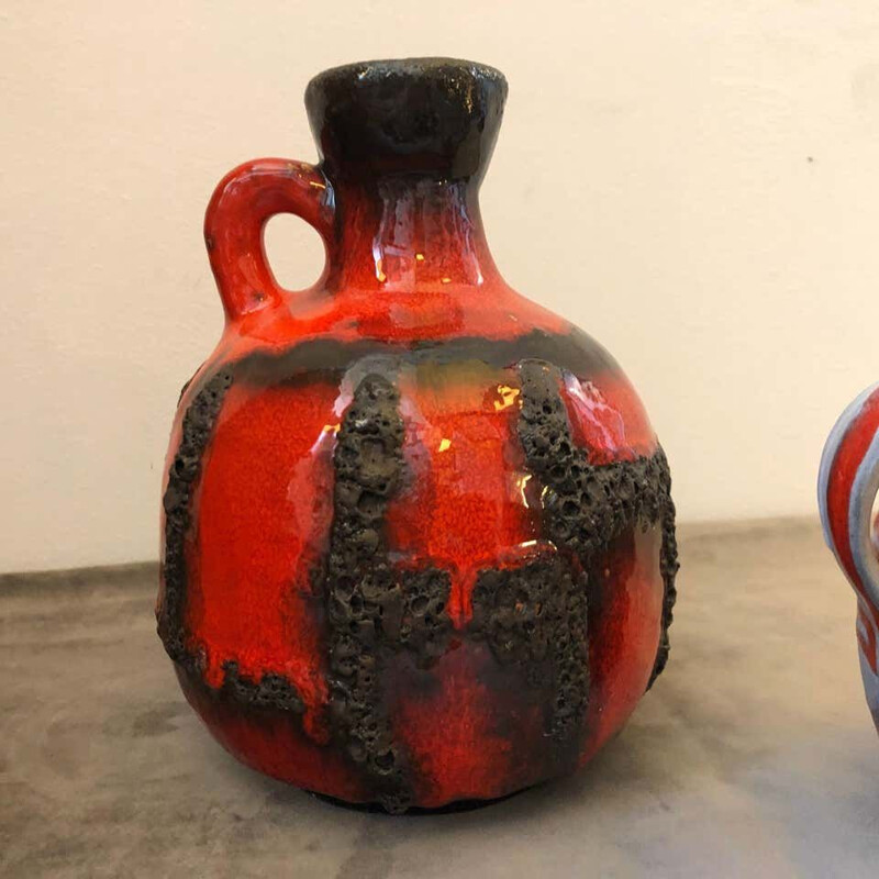 Pair of vintage Lava Ceramic West Germany Jugs 1970