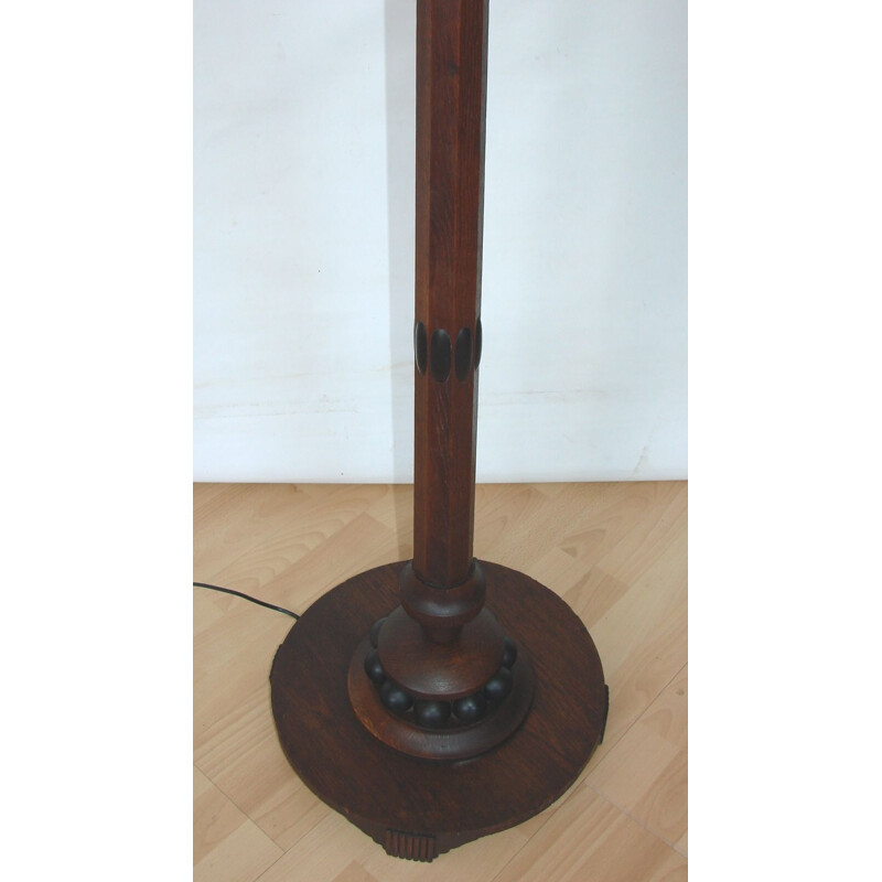 Vintage Art Deco houten vloerlamp, 1920