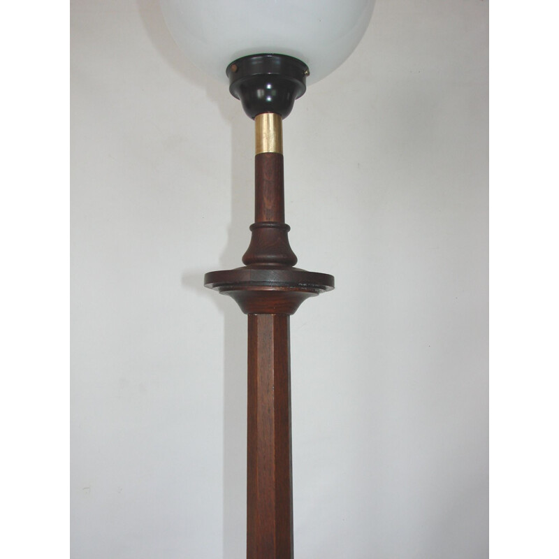 Vintage Art Deco houten vloerlamp, 1920