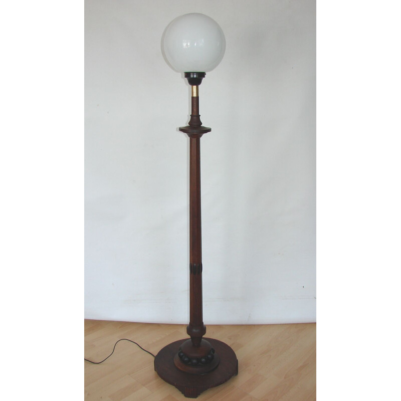 Lámpara de pie de madera Art Déco, 1920