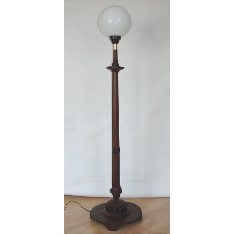 Vintage Art Deco floor lamp in wood, 1920