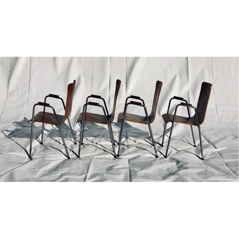 Set of 4 metallic vintage chairs Scandinavian