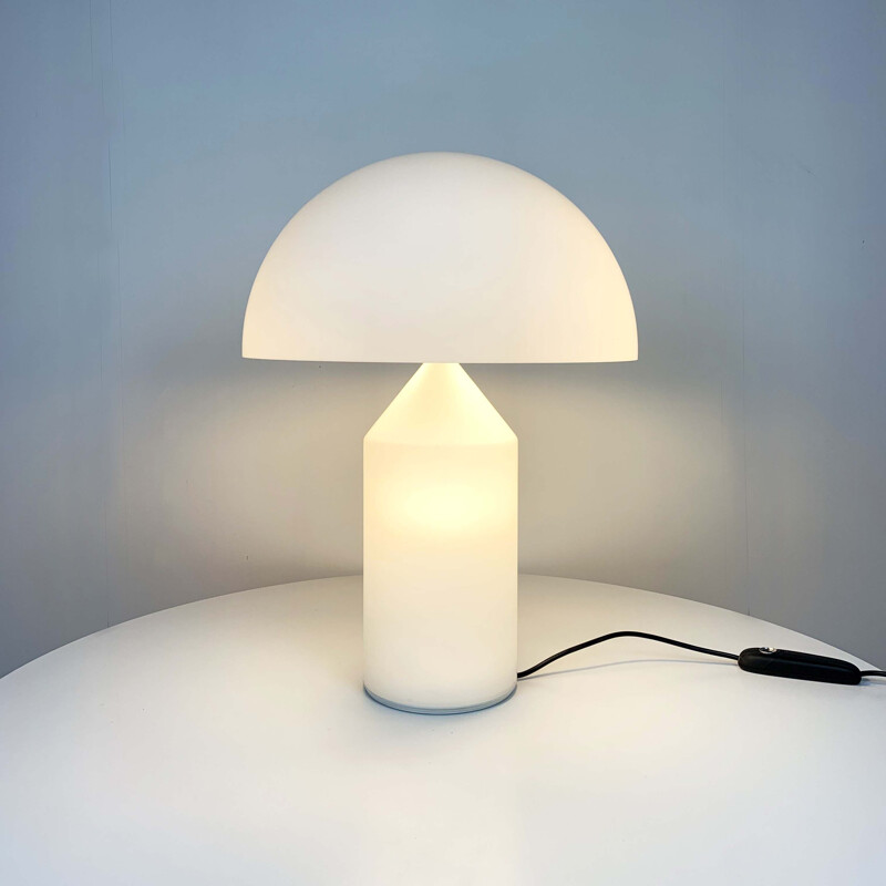 Vintage White Glass Atollo Table Lamp by Vico Magistretti for Oluce, 1960s