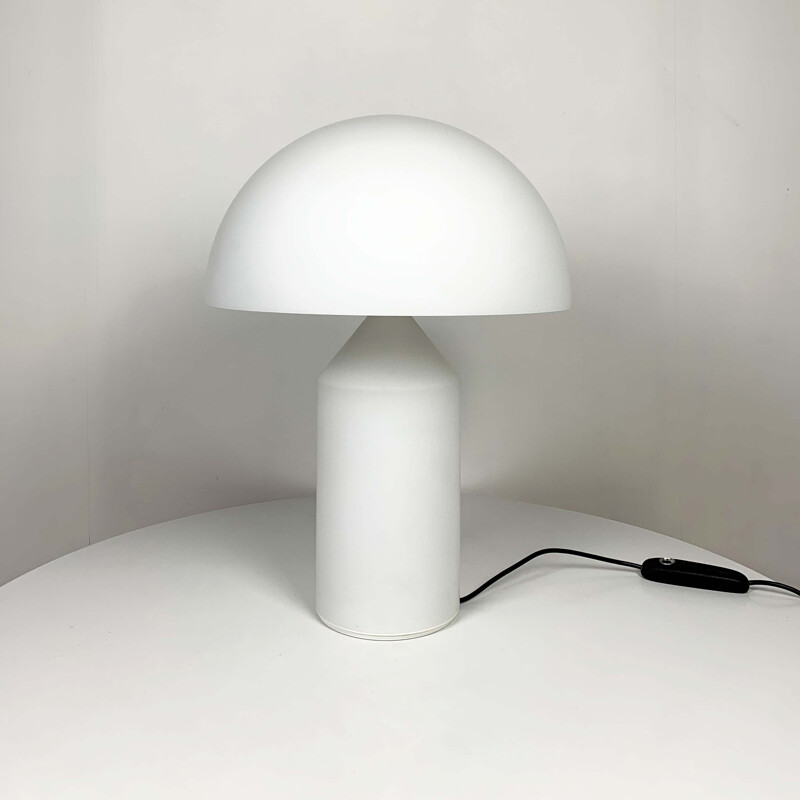Vintage White Glass Atollo Table Lamp by Vico Magistretti for Oluce, 1960s