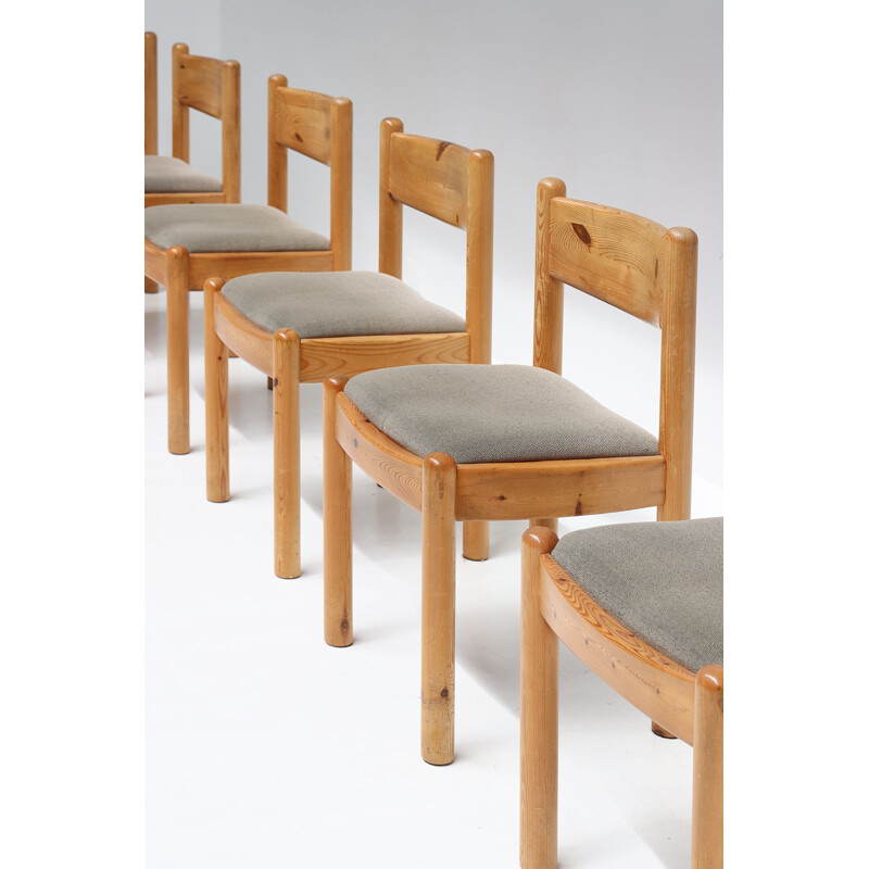 Lot de 6 chaises vintage en bois de pin