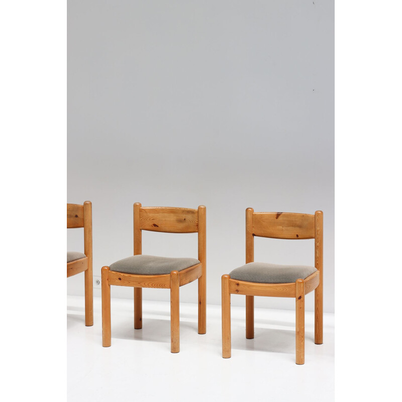 Set of 6 vintage dining chairs in pinewood