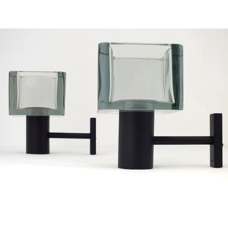 Paar oude glazen kandelaars van Flavio Poli voor Seguso, Italië 1970